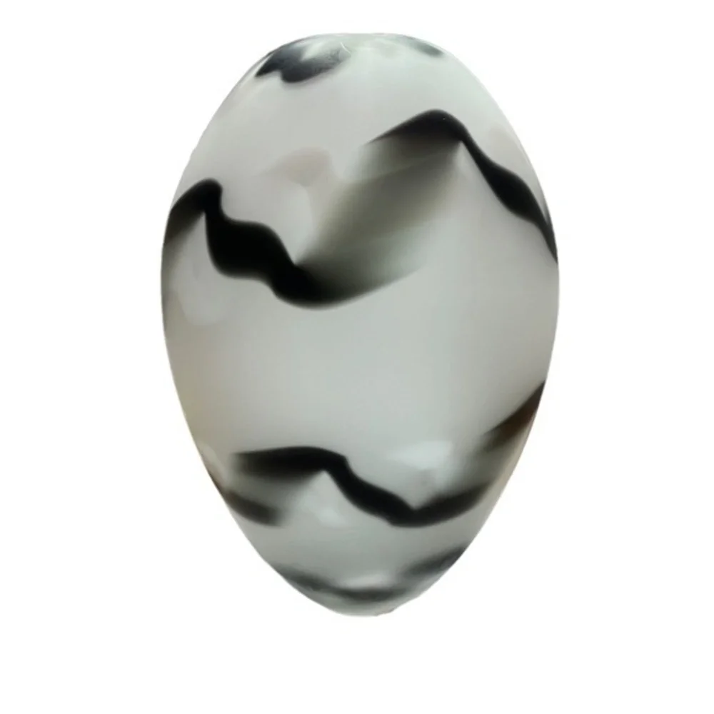 Sasaki Vintage Black and White DNA Swirled 10in Art Glass Vase